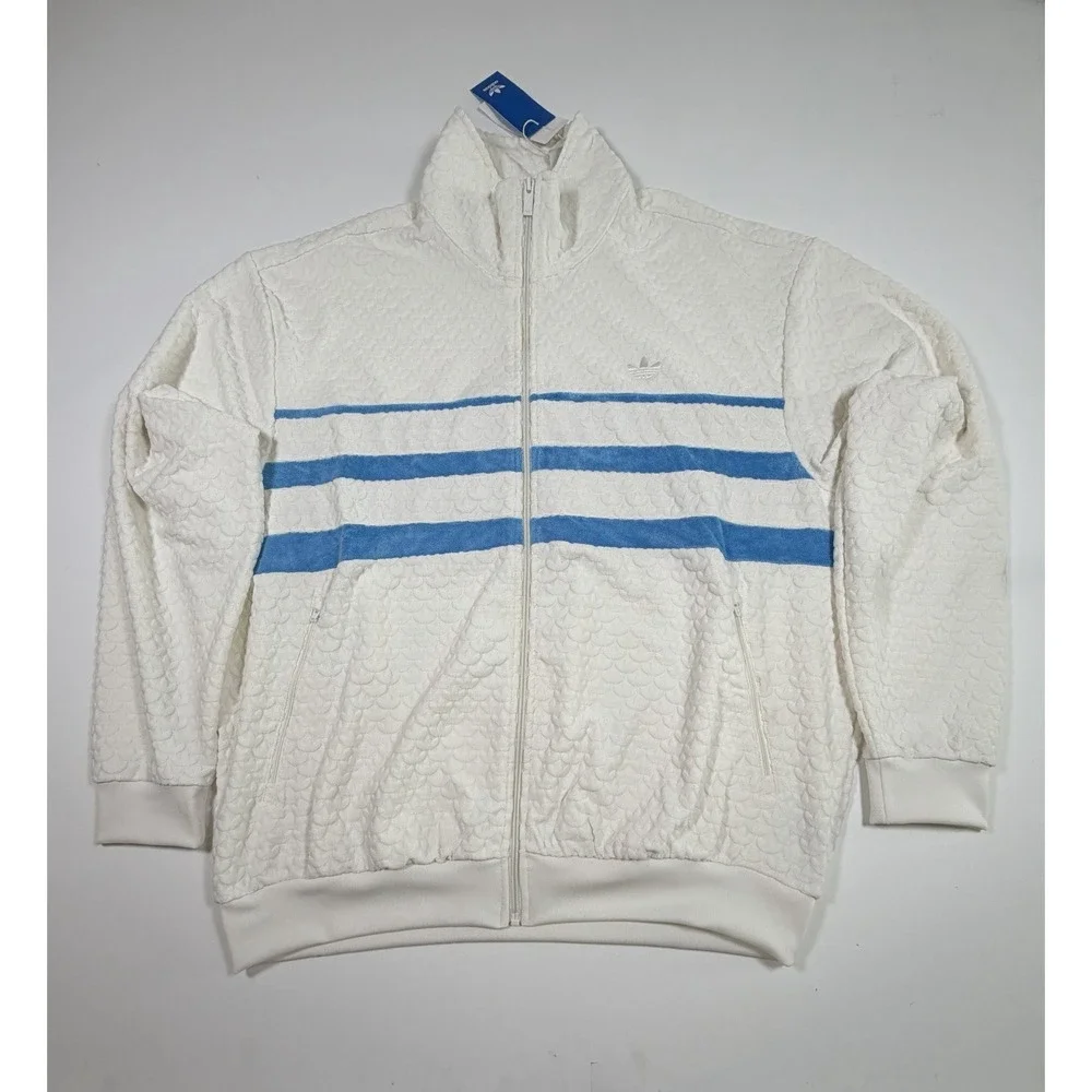 adidas Originals Q12 Monogram T Track Jacket Cloud White Blue Full-Zip Men's XL